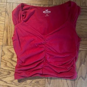 COPY - Hollister women red brunch top sweetheart neckline short cap sleeve new
